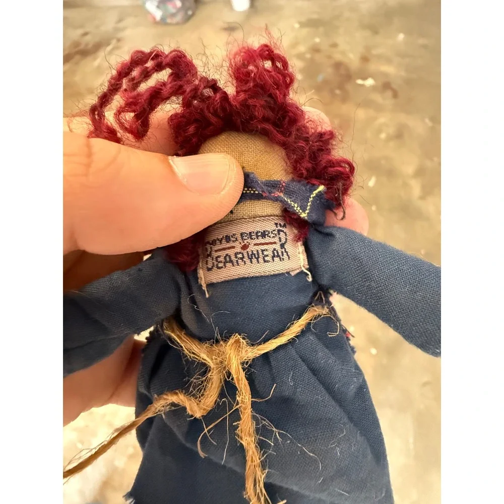 Boyds Bears Bearwear Rag Doll Red Yarn Hair Plaid Jumper Primitive Country Plush